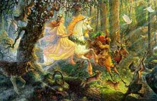 art print - THE MAIDEN AND THE UNICORN By Scott Gustafson (Fairy Tales)